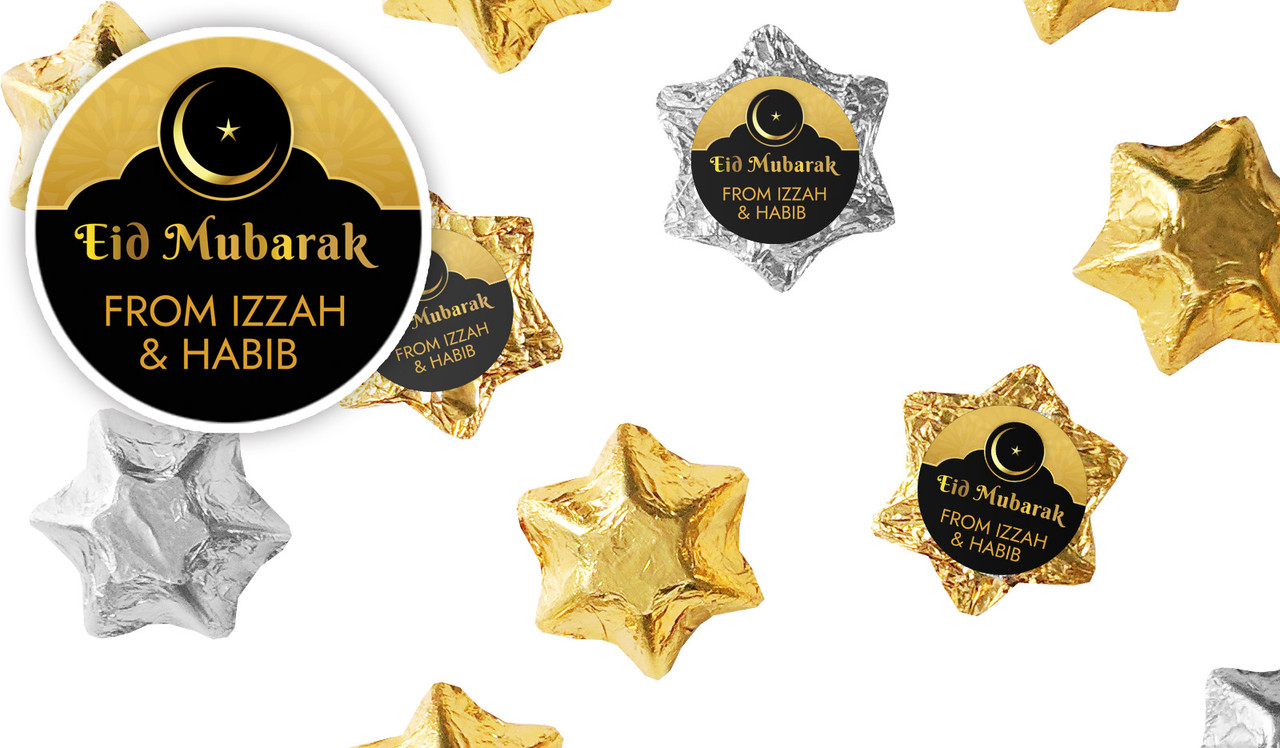Moon Star Eid Personalised Foil Chocolate Stars
