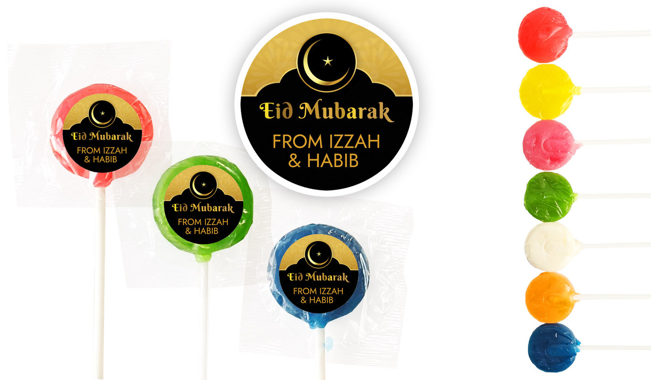 Gold Pattern Custom 3cm Eid Mini Lollipops
