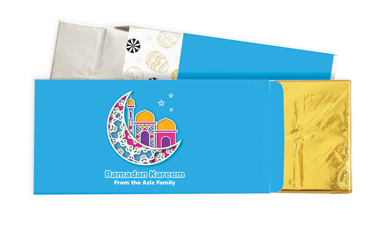 Fun Blue Personalised Eid Chocolate Bar In A Box