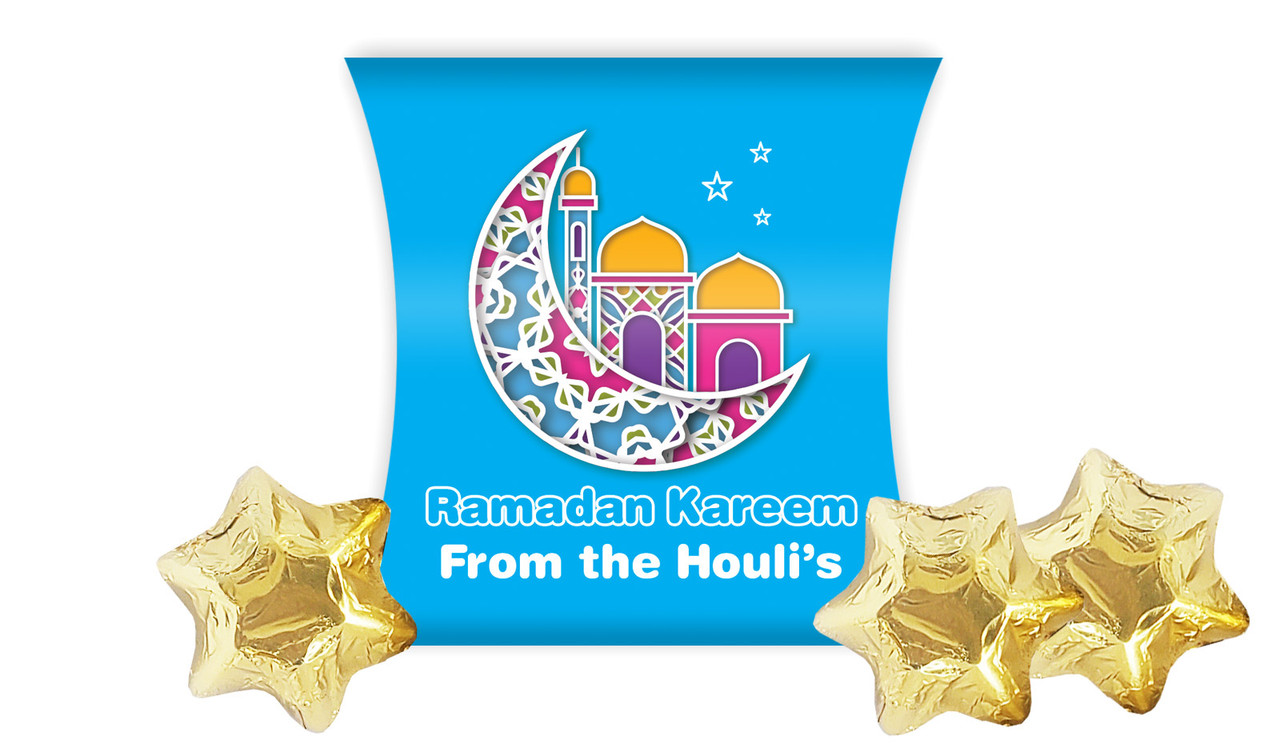 Fun Blue Eid Personalised Pillow Boxes