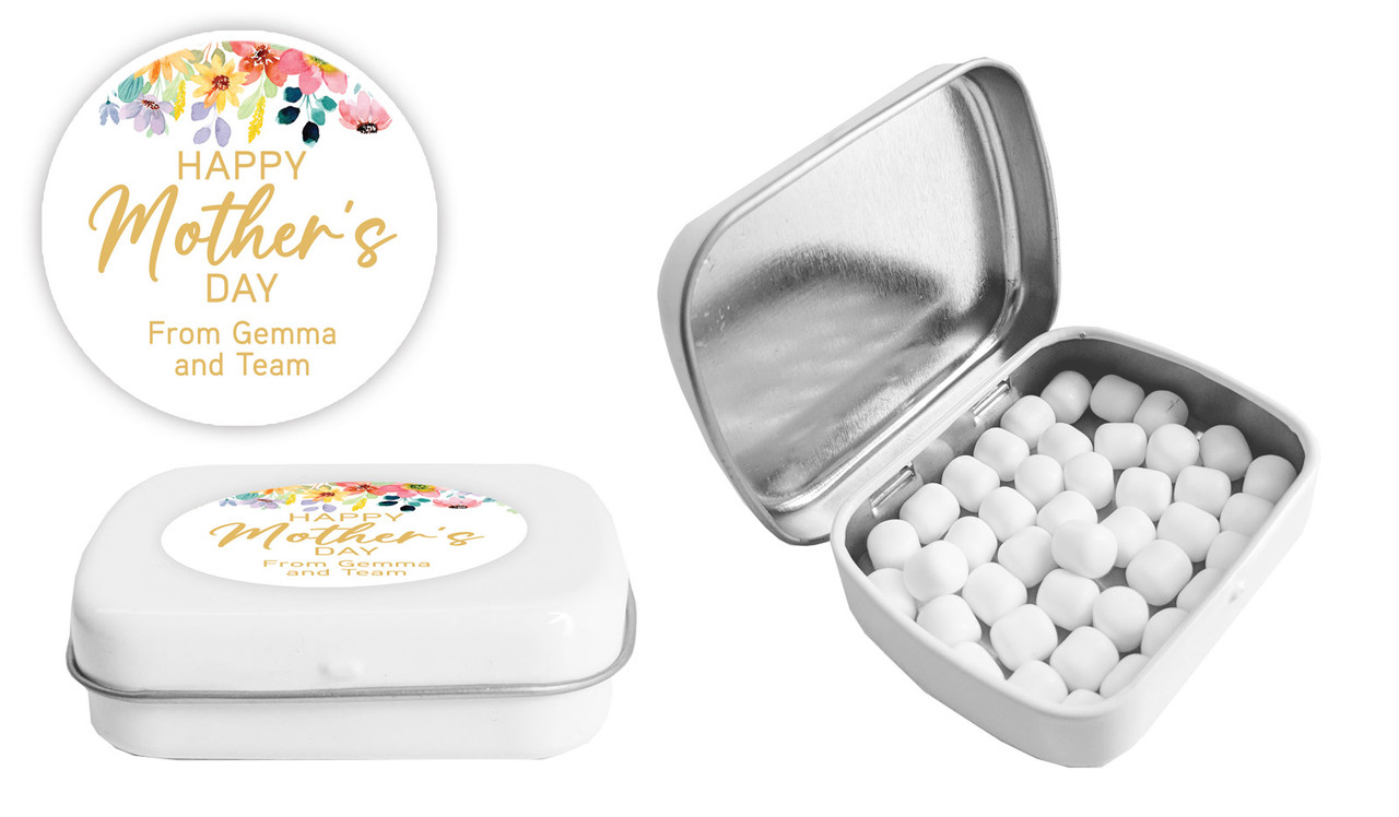 Colourful Florals Mothers Day Personalised Mint Tins