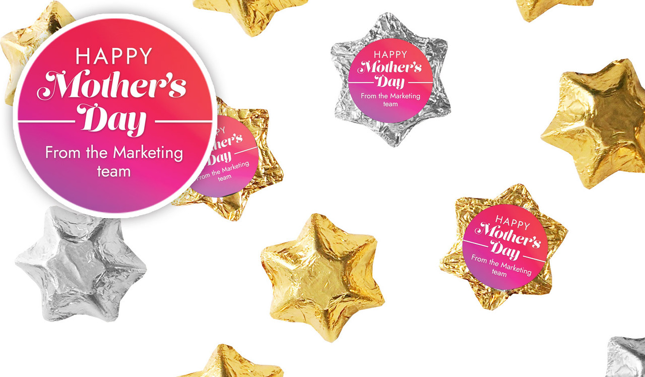 Pink And Purple Mothers Day Personalised Foil Chocolate Stars