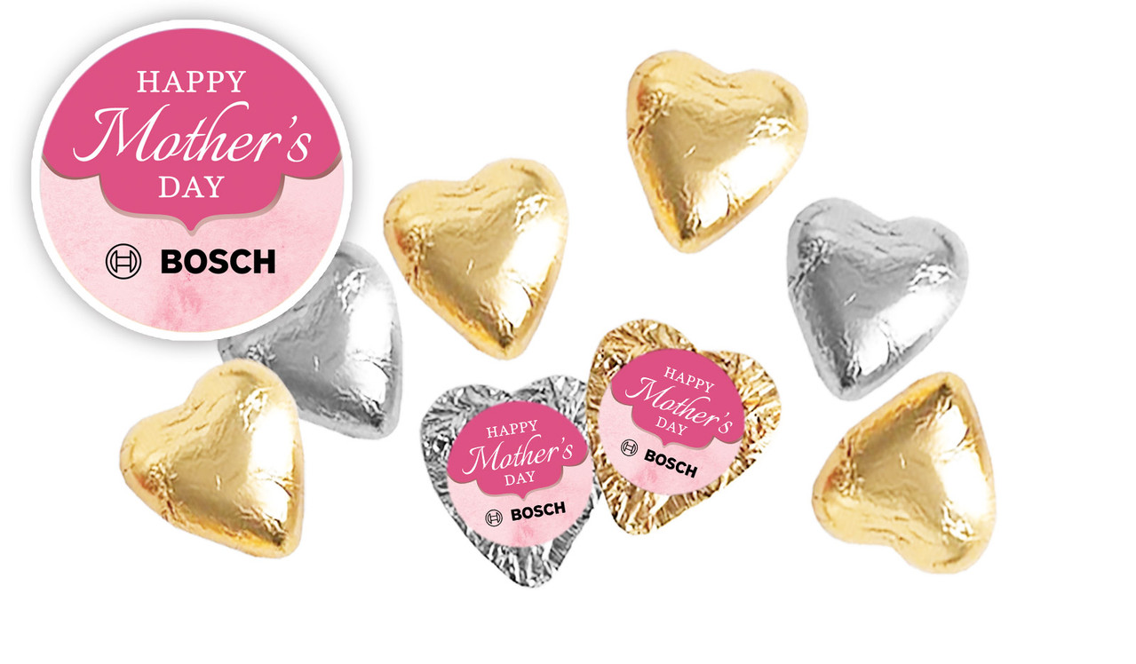 Rose Gold And Pink Mother's Day Personalised Foil Chocolate Hearts
