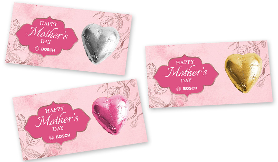 Rose Gold And Pink Mother's Day Chocolate Heart Card