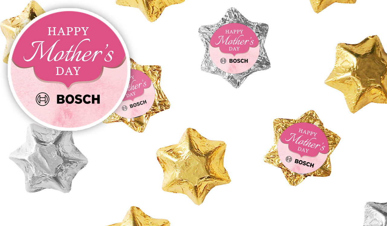 Rose Gold And Pink Mothers Day Personalised Foil Chocolate Stars