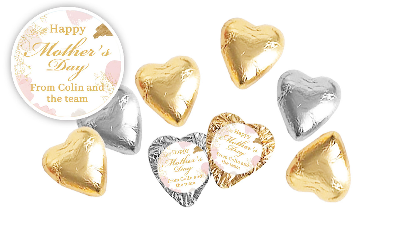 Watercolour Mother's Day Personalised Foil Chocolate Hearts