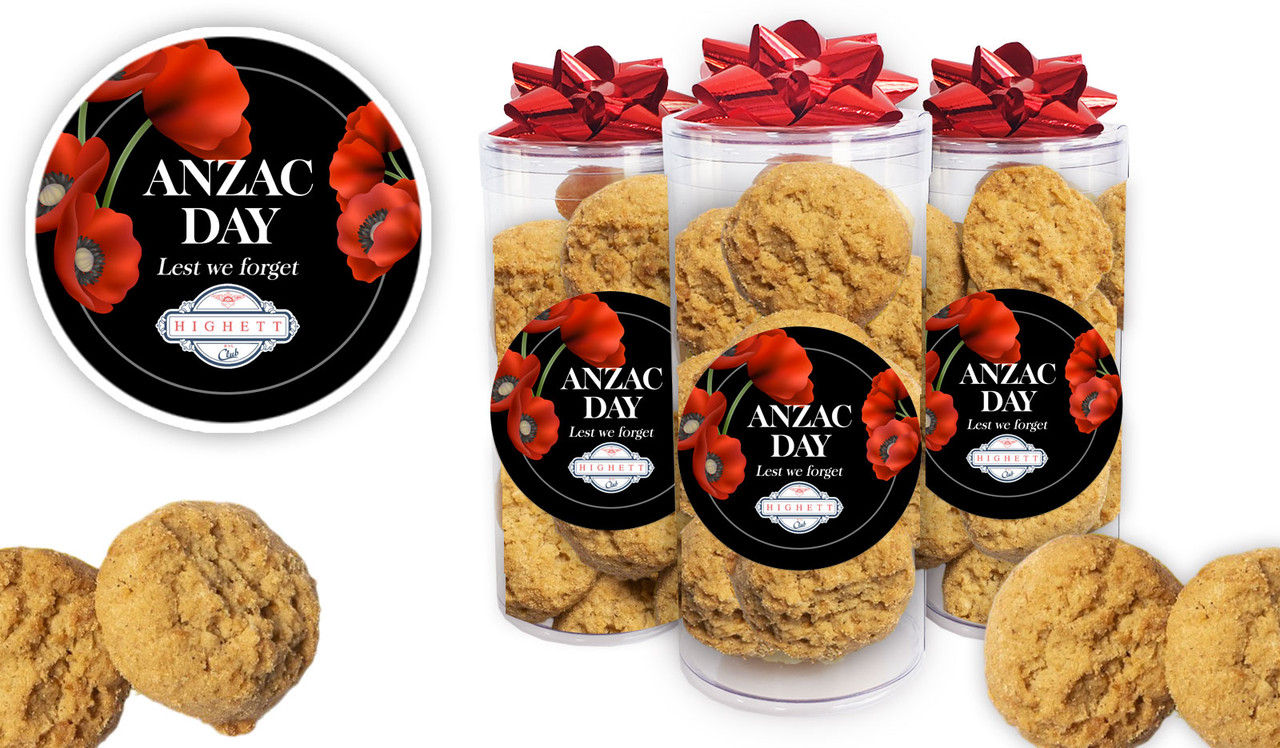 Poppy On Black Personalised Anzac Biscuit Tube