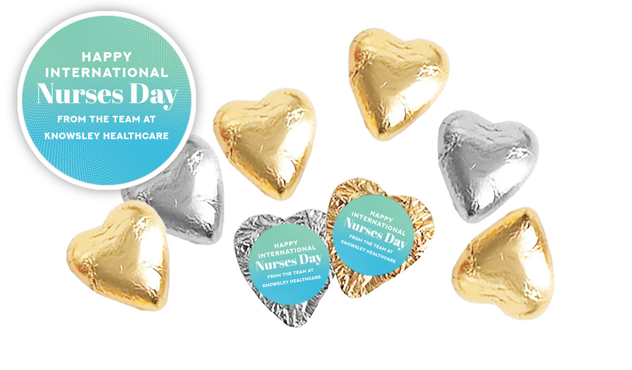 Aqua Blue Personalised Foil Chocolate Hearts
