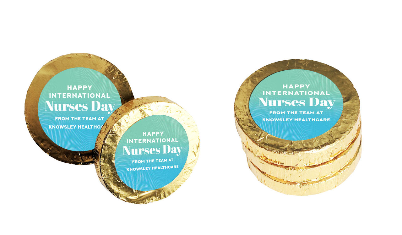 Aqua Blue Nurses Day Chocolate Coin
