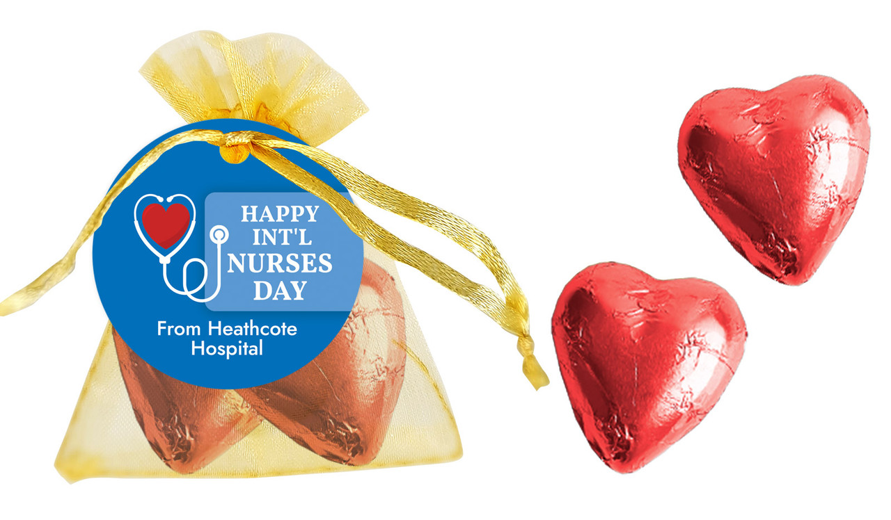 Heart Stethoscope International Nurses Day Organza Bags With Hearts