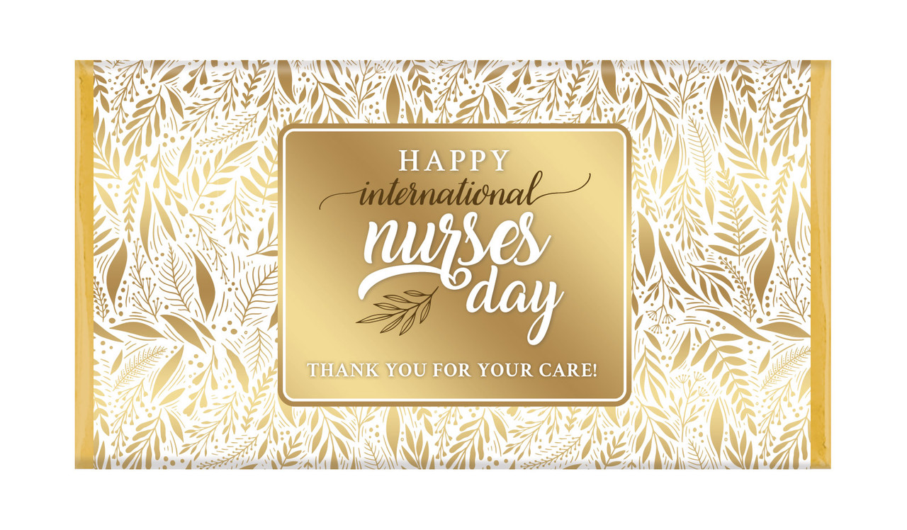 Seamless Gold Leaves Nurses Day Personalised Chocolate Bars