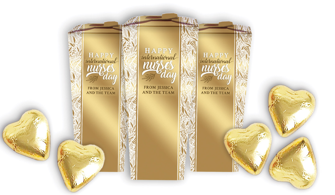 Seamless Gold Leaves International Nurses Day Personalised Chocaboxes