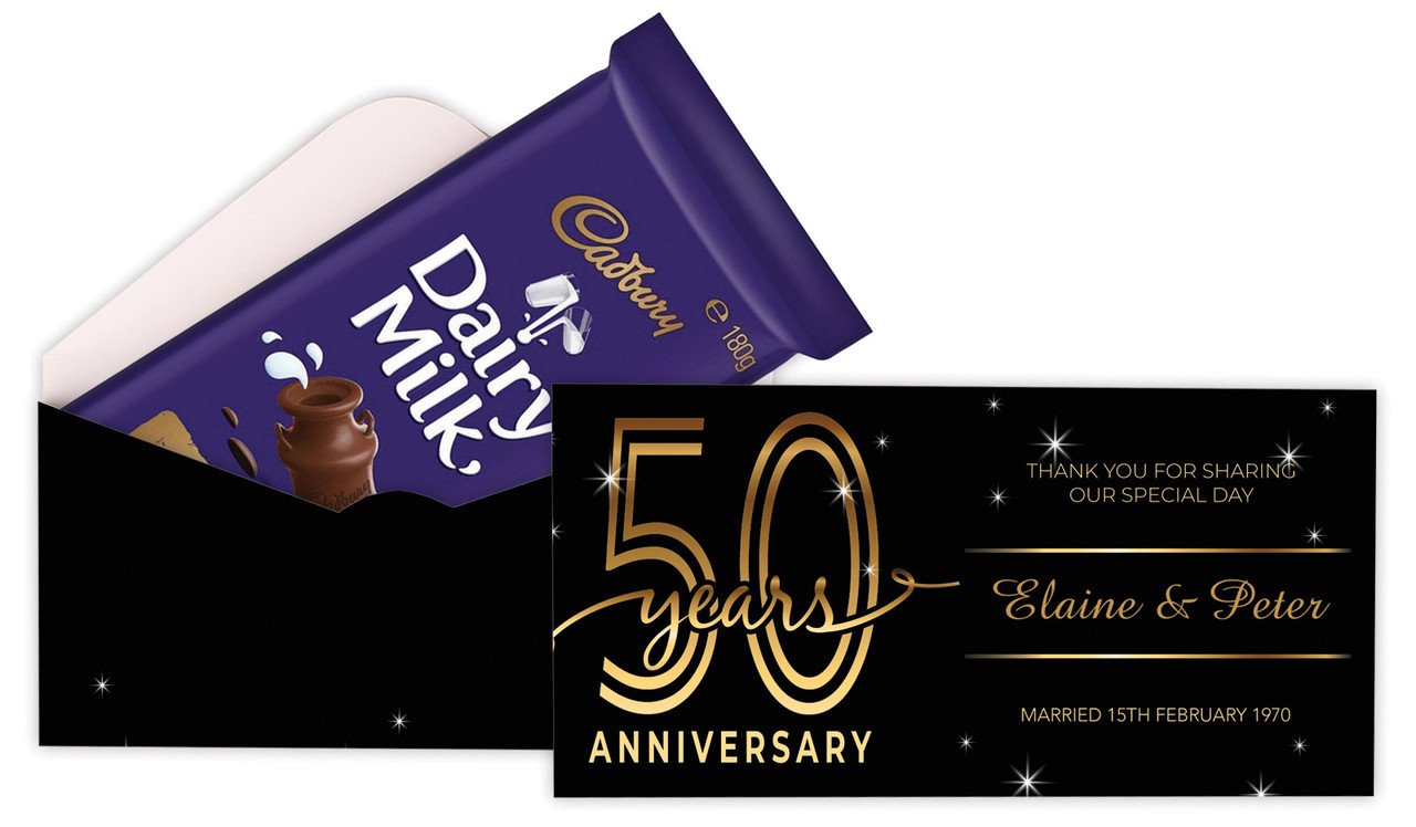 Big Number Gold Anniversary Personalised Cadbury Bar Box (Box Only)