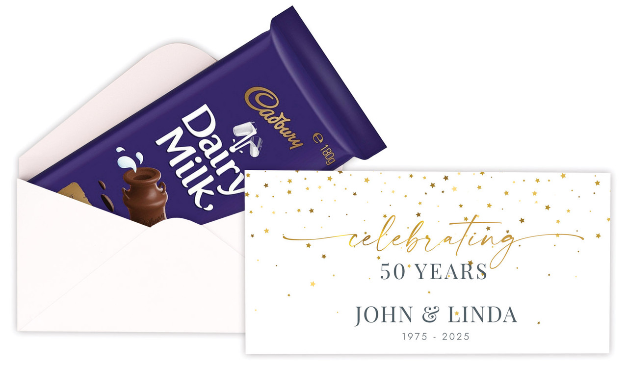 Falling Confetti Anniversary Personalised Cadbury Bar Box (Box Only)
