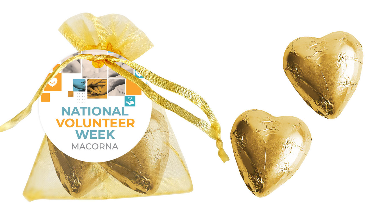 Company Colours National Volunteer Week Organza Bags With Hearts