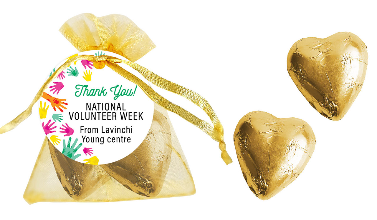 Helping Hands National Volunteer Week Organza Bags With Hearts