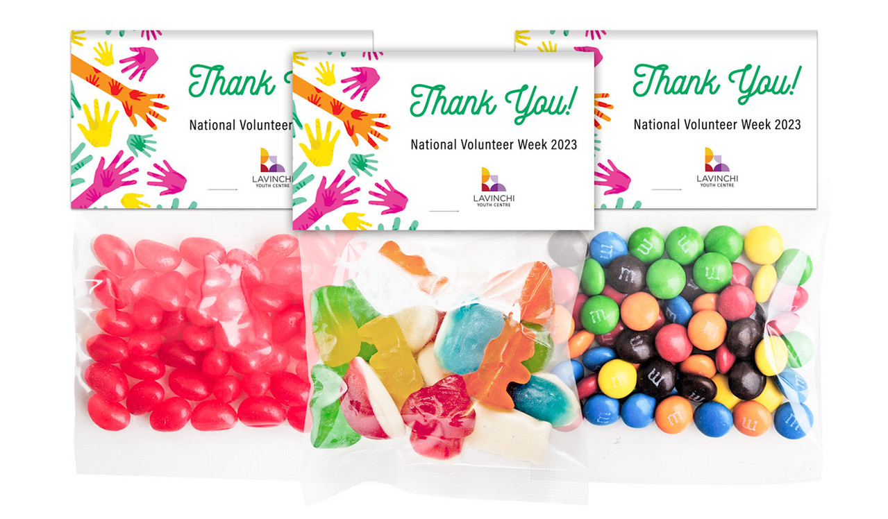 Helping Hands National Volunteer Week Personalised Lolly Bag With Topper