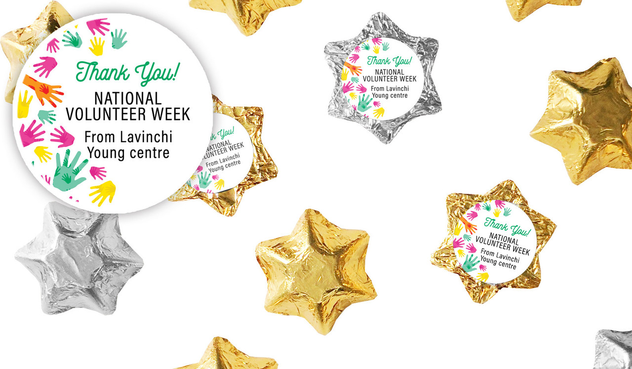 Helping Hands National Volunteer Week Personalised Foil Chocolate Stars