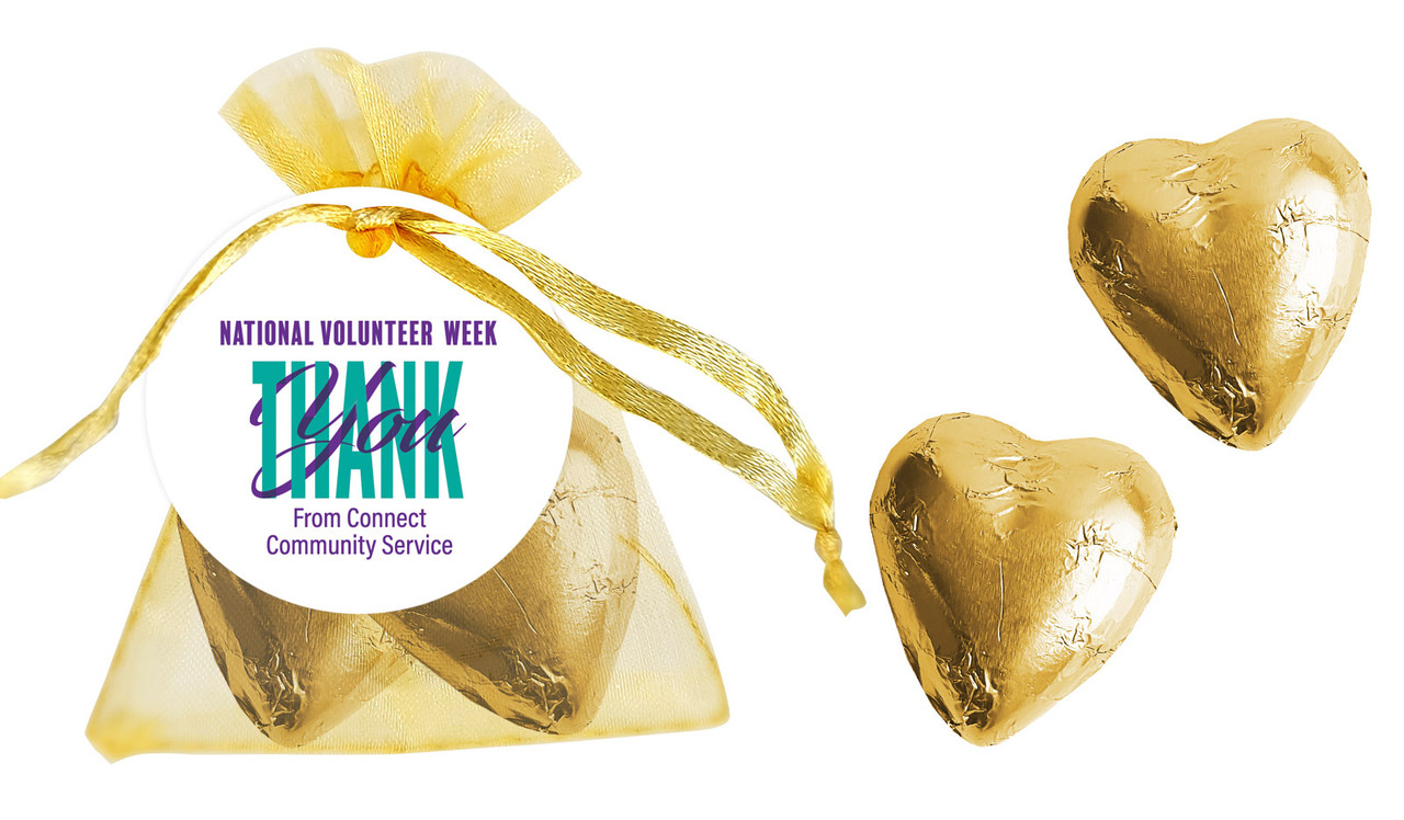 Thank You National Volunteer Week Organza Bags With Hearts