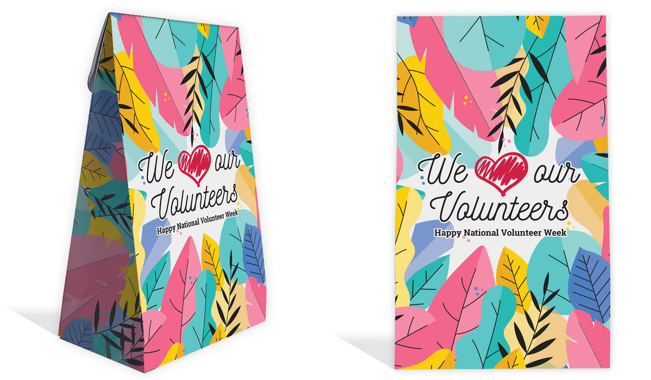 We Love Volunteer Week Personalised Gusset Favour Bag