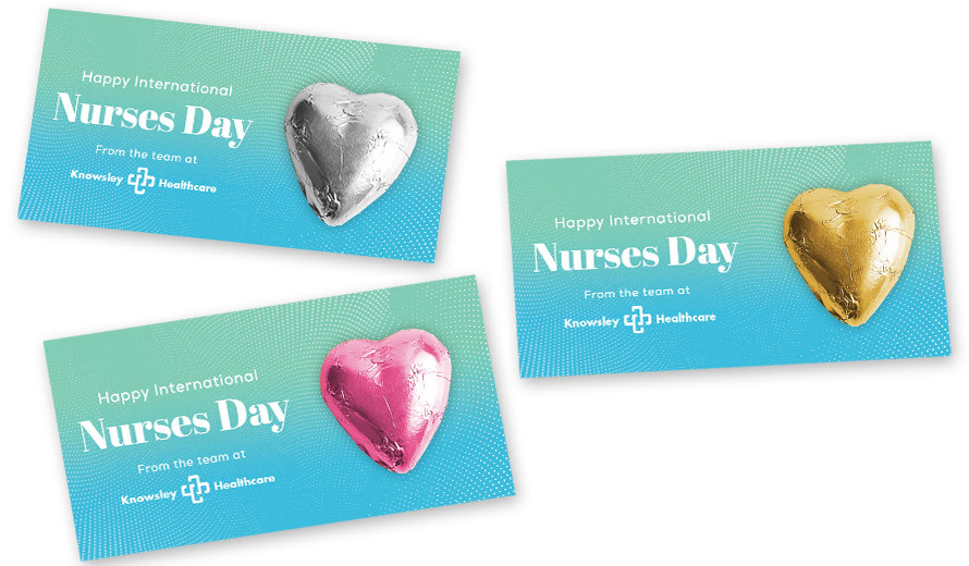 Aqua Blue Nurses Day Chocolate Heart Card