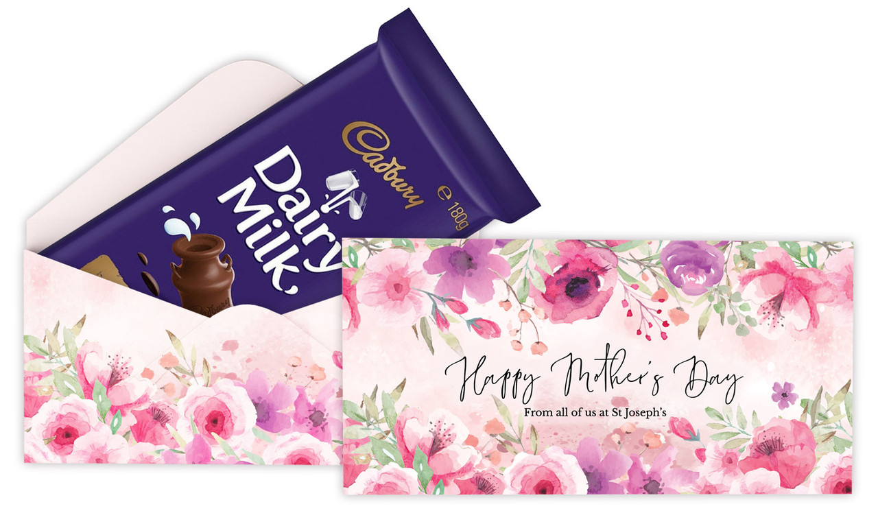 Floral Watercolour Mothers Day Personalised Cadbury Bar Box (Box Only)
