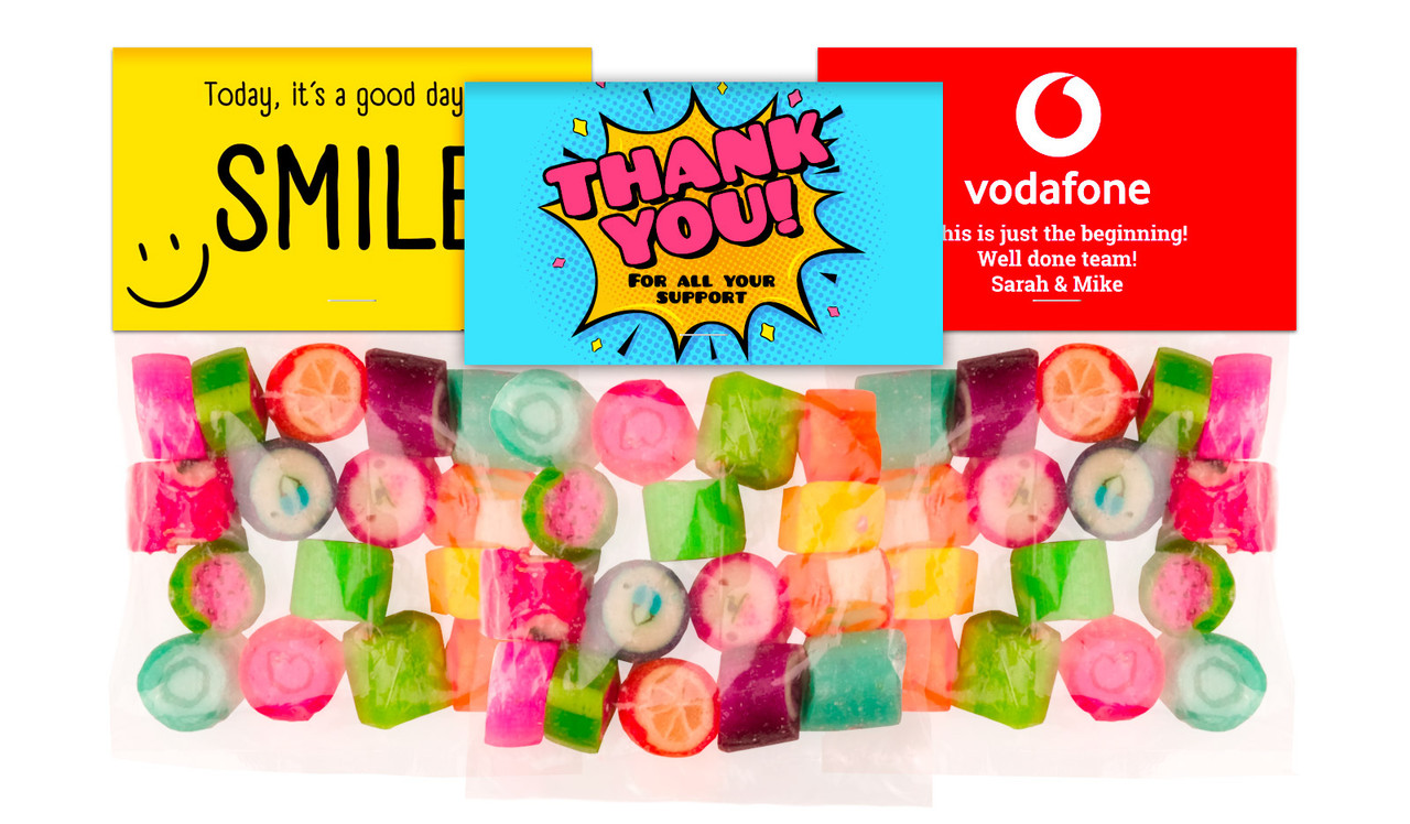 Personalised Assorted Rock Candy Bags With Topper