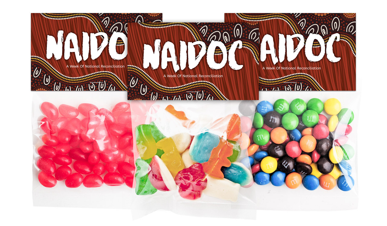 Flowing Indigenous NAIDOC Week Personalised Lolly Bag With Topper