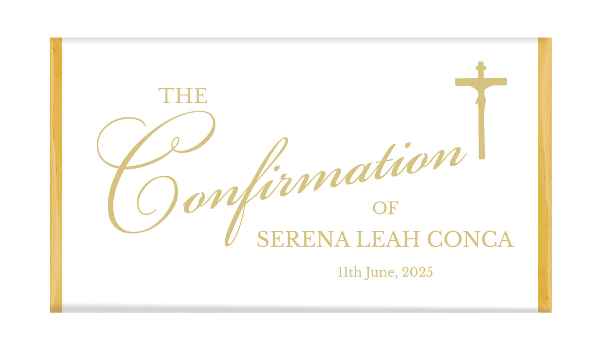 Gold Writing Confirmation Personalised Chocolate Bars