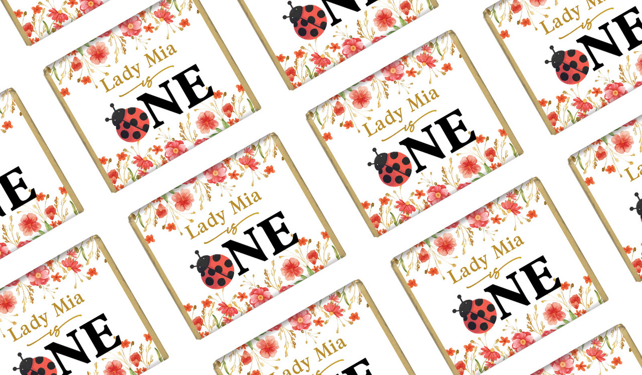 Lady Bug Personalised 1st Birthday Mini Chocolates