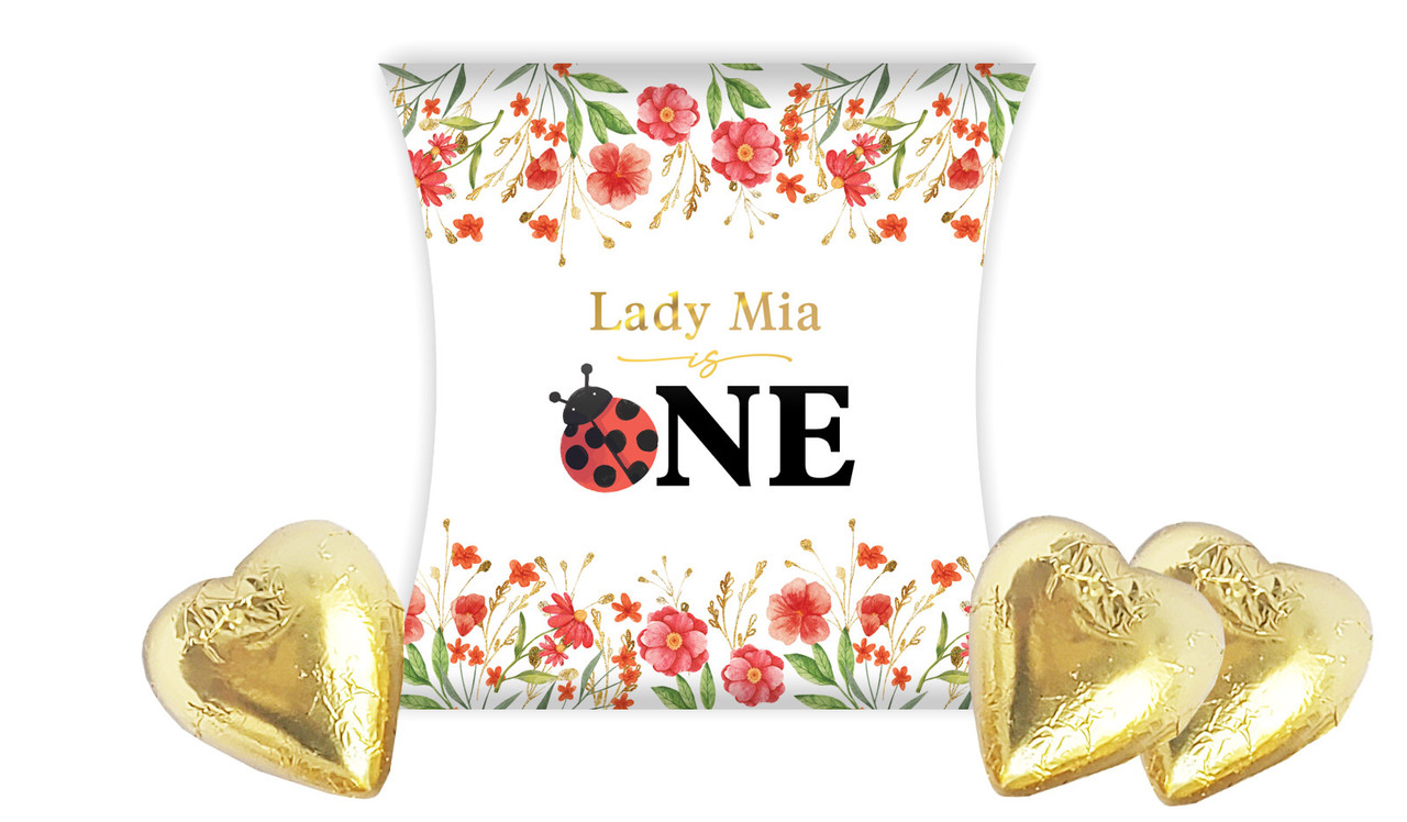 Lady Bug 1st Birthday Party Personalised Pillow Boxes