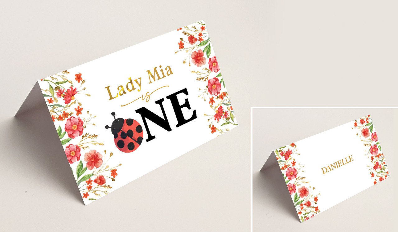 Lady Bug 1st Birthday Place Card