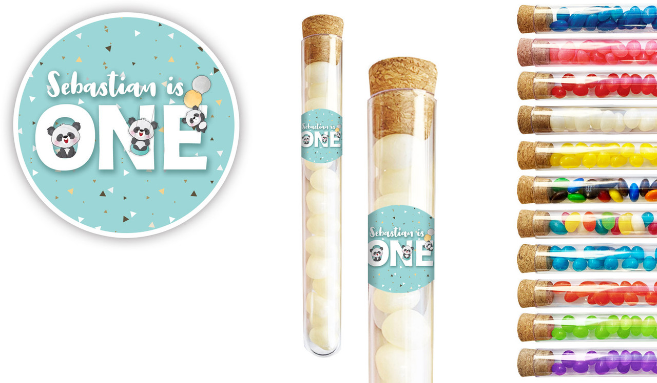 Panda 1st Birthday Party Personalised Test Tubes