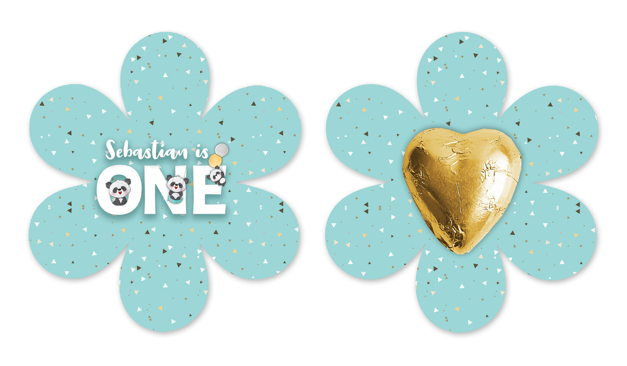 Panda 1st Birthday Flower Shaped Card