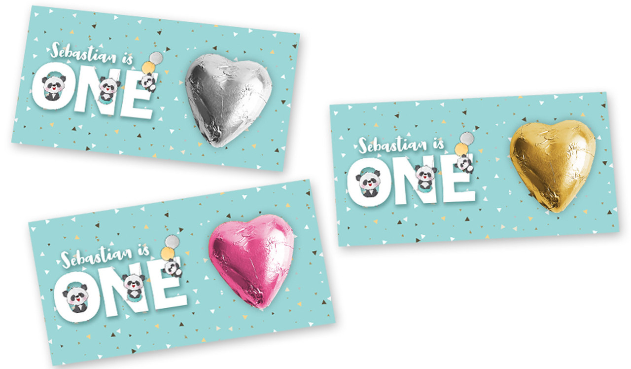 Panda 1st Birthday Heart Card
