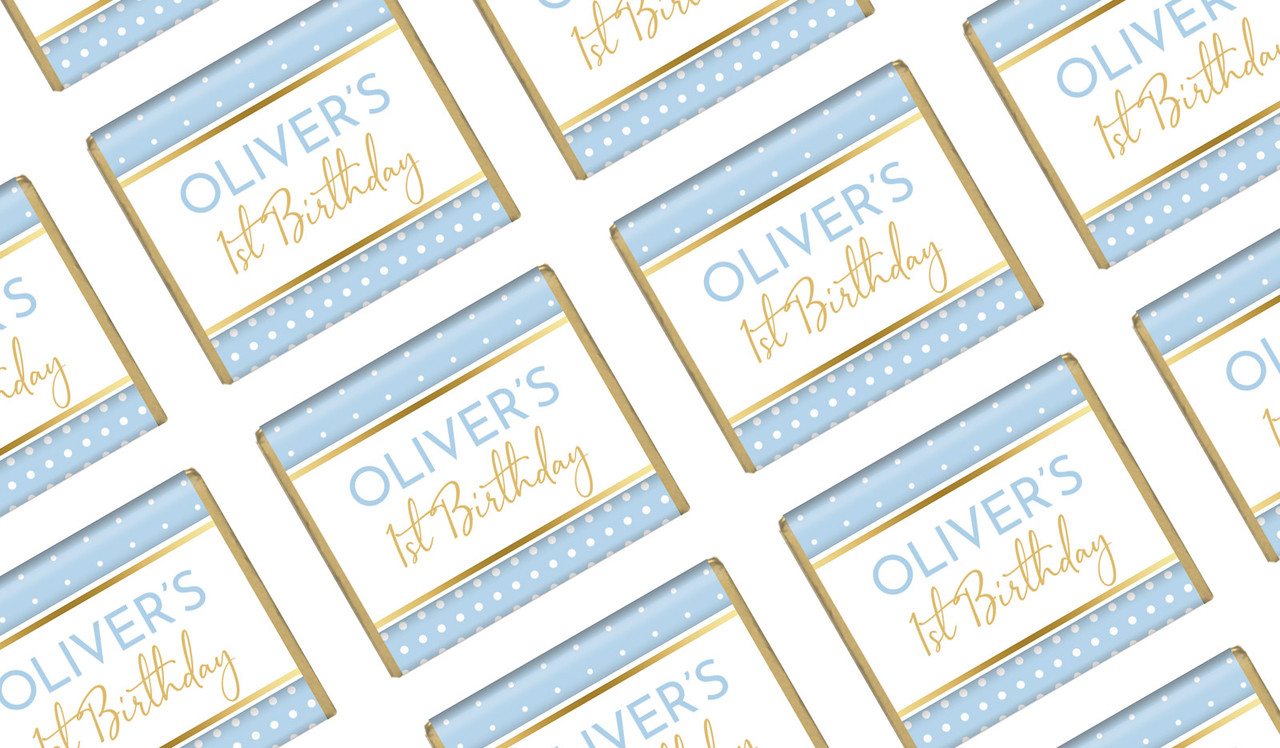 Polkadot Blue Personalised 1st Birthday Mini Chocolates