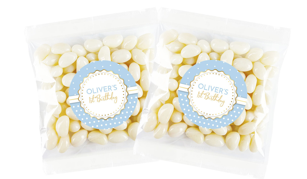 Polkadot Blue 1st Birthday Custom Lolly Bag (Choice Of Fillings)