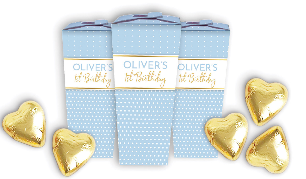 Polkadot Blue 1st Birthday Custom Chocabox
