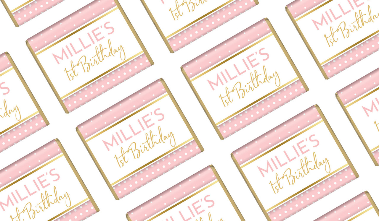 Polkadot Pink Personalised 1st Birthday Mini Chocolates