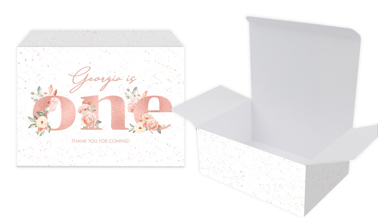 Rose Gold Floral 1st Birthday Personalised Tuck Box