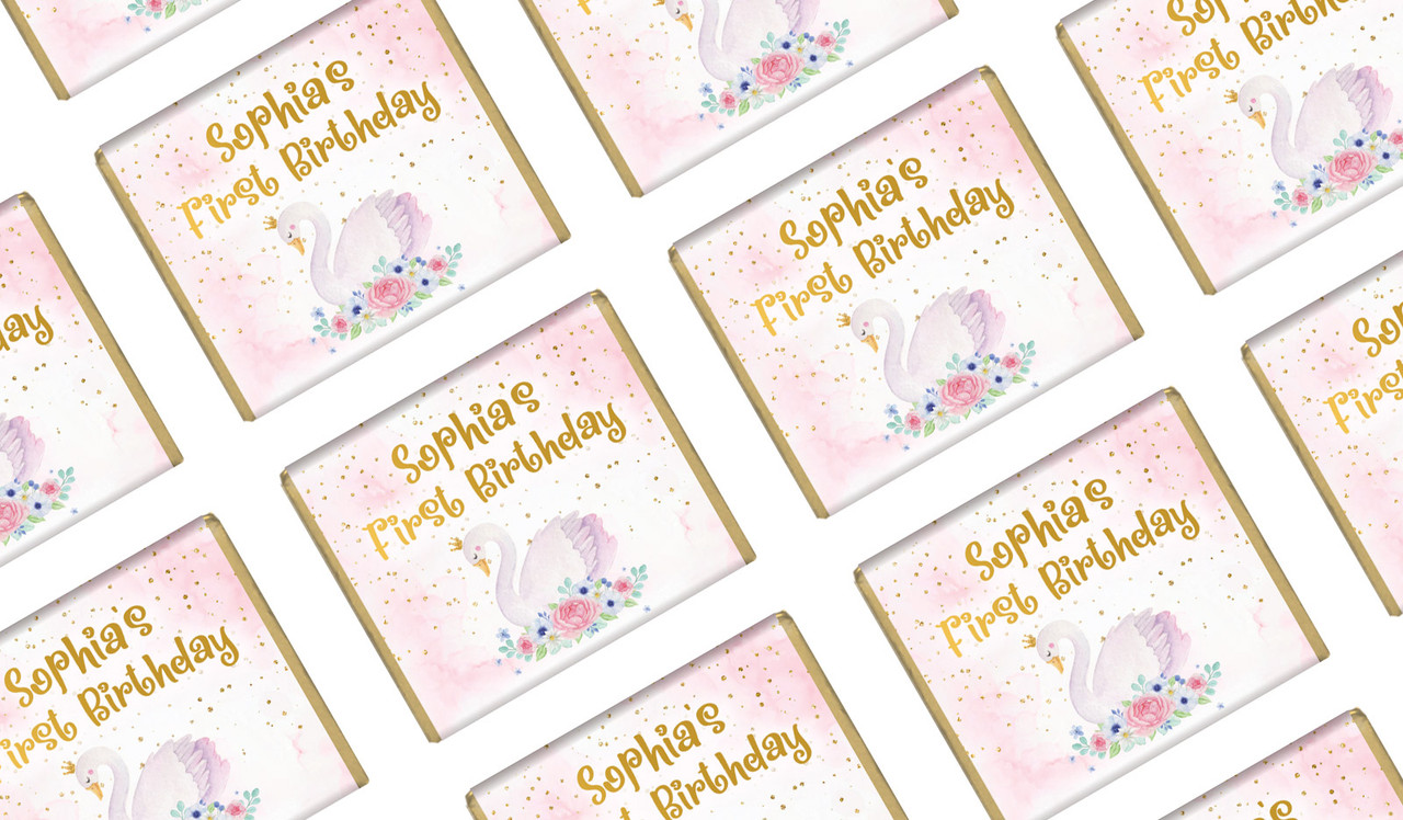 Swan Princess Personalised 1st Birthday Mini Chocolates