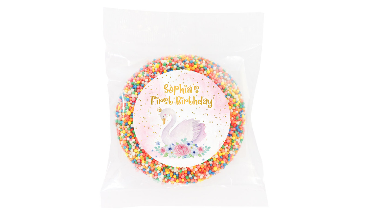 Swan Princess Personalised 1st Birthday Giant Chocolate Freckle