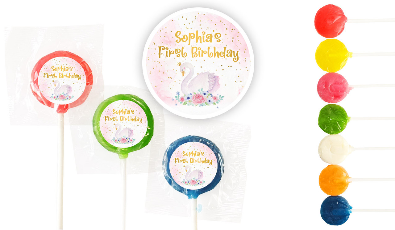 Swan Princess 1st Birthday Custom 3cm Mini Lollipops