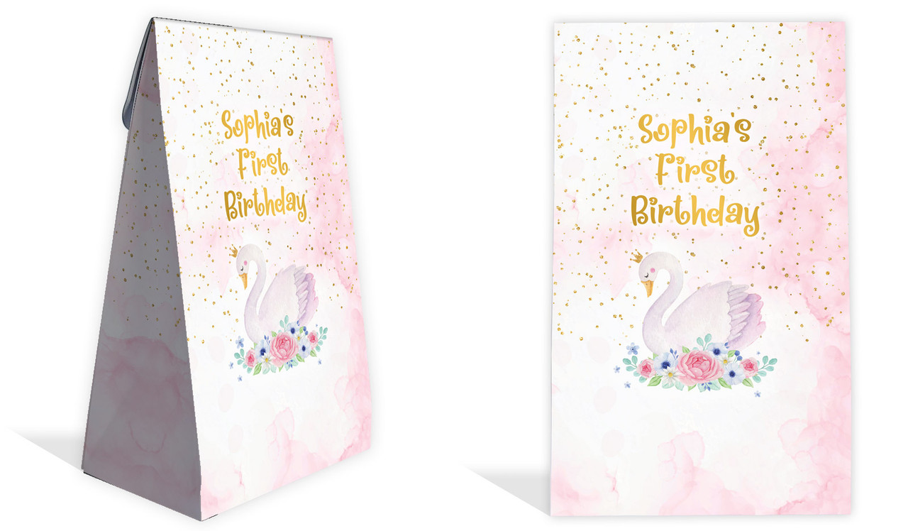 Swan Princess 1st Birthday Party Personalised Gusset Favour Bag