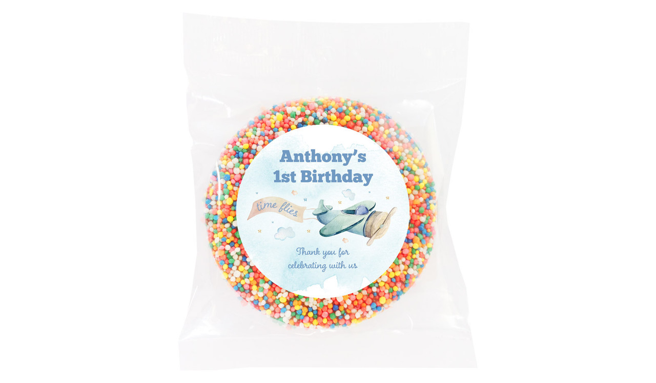 Vintage Plane Personalised 1st Birthday Giant Chocolate Freckle