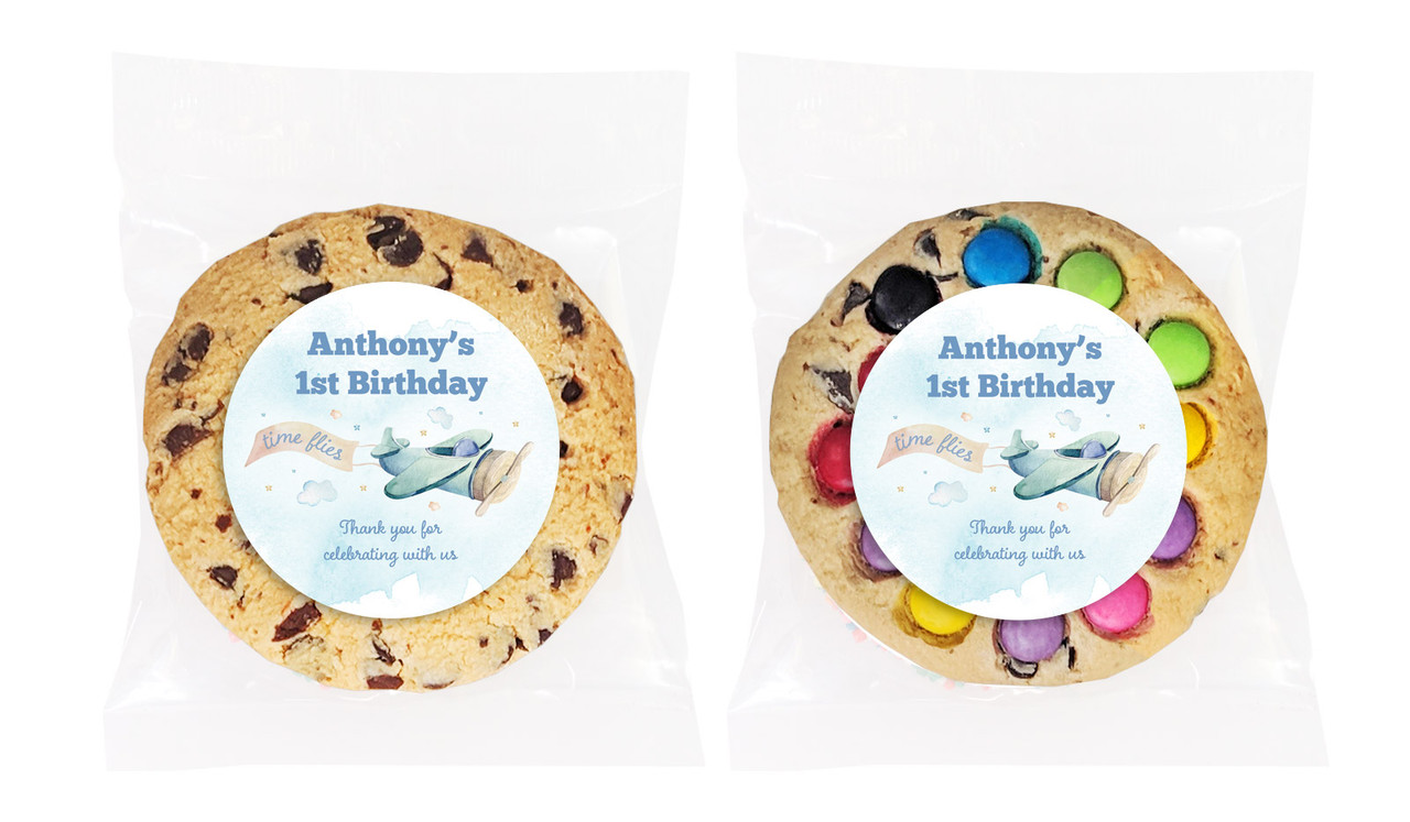 Vintage Plane Personalised 1st Birthday Cookie