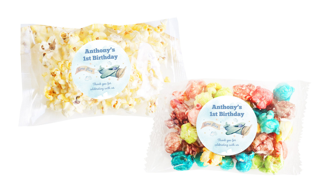 Vintage Plane Custom 1st Birthday Popcorn Bags