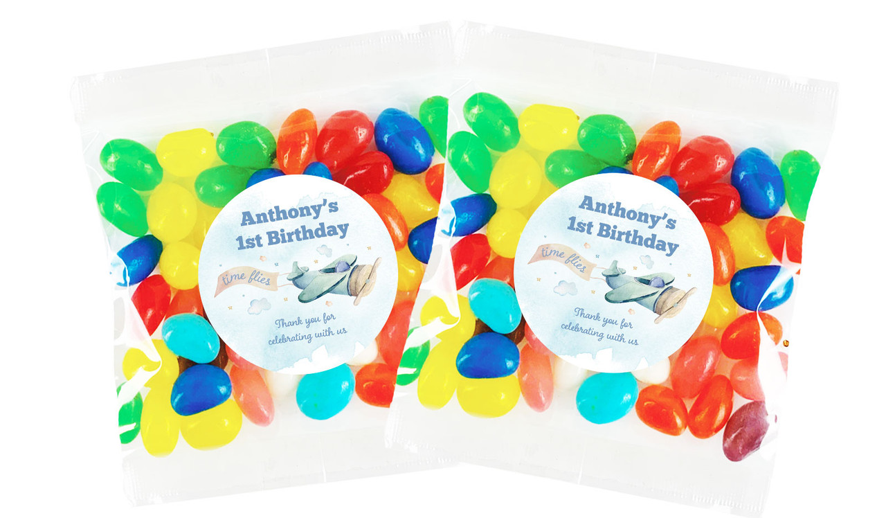 Vintage Plane 1st Birthday Custom Lolly Bag (Choice Of Fillings)