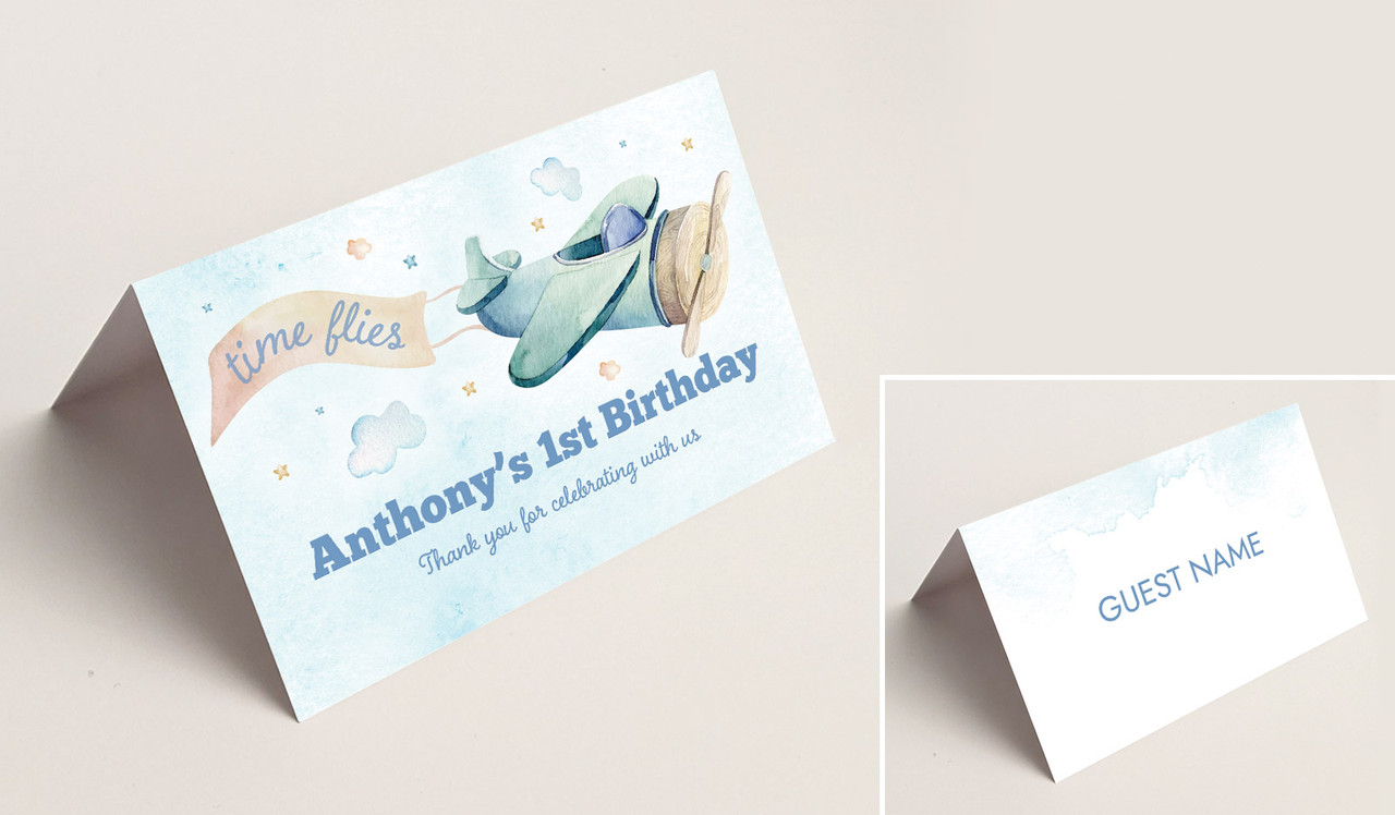 Vintage Plane 1st Birthday Place Card