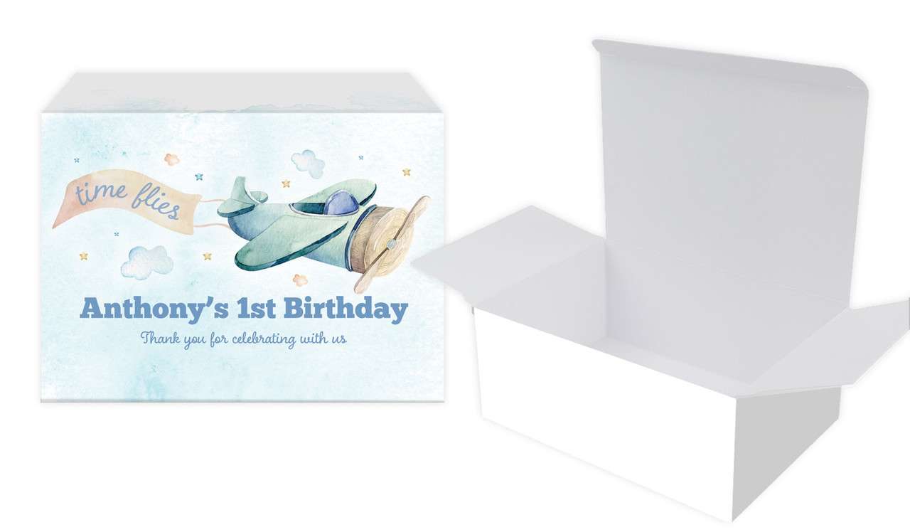 Vintage Plane 1st Birthday Personalised Tuck Box